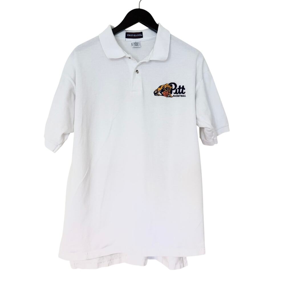 Vintage Pittsburgh Panthers Basketball White Polo Shirt